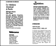 Extrait de Presse, Théâtre 14 "Mac Orlan et ses Amis"