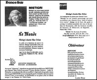Extrait de Presse, Théâtre 14 "Mac Orlan et ses Amis"